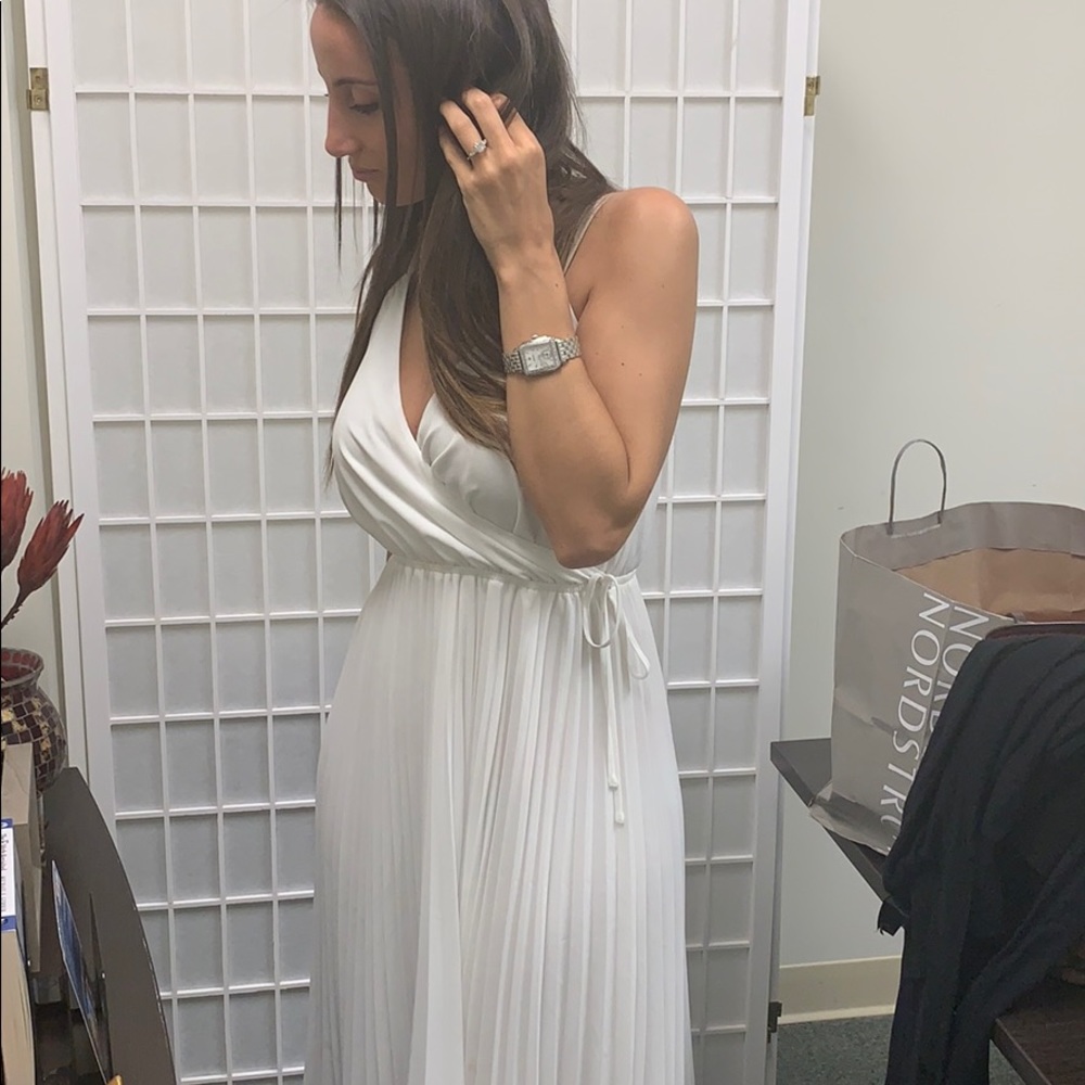 white engagement ready pleated dress!